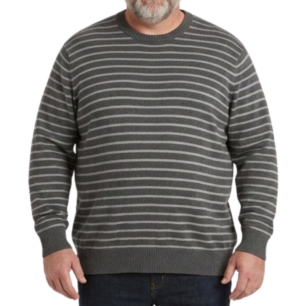 Duluth Trading Company Gray Strongarm All-Over Stripe Crew Sweater size 2XL NEW